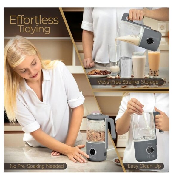 Beeze Automatic Nut Milk Maker Machine For Almond Soy Oat & Cashew With Easy-Tou - Picture 3 of 4